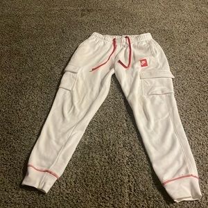 White and red Nike sweatpants, size small